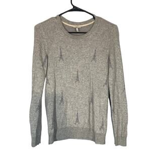 Joie Gray Scoop Neck Long Sleeve Paris French Knit Pullover Sweater Women Sz XS